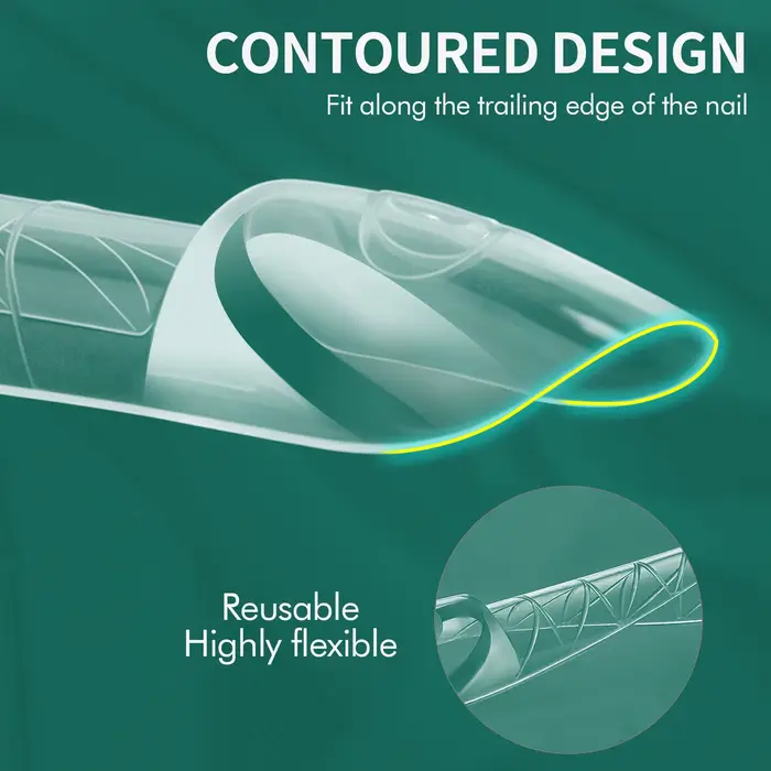 Nailpop Space French Dual Forms 15 Tailles Transparentes Réutilisables pour Extension d'Ongles en Gel