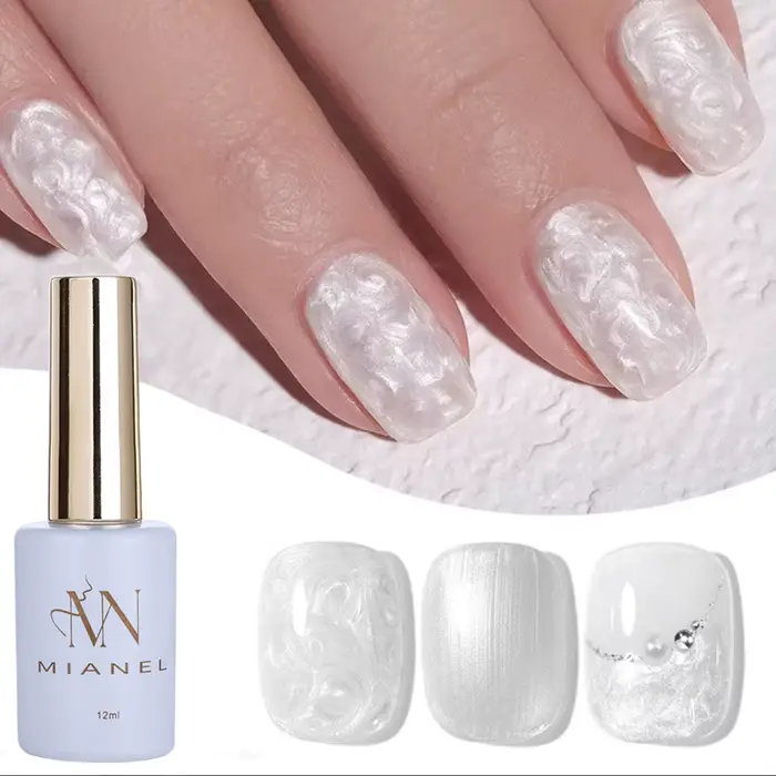 MIANEL 2026 Nouveau Gel à Ongles Blanc Onirique à Texture Tourbillonnante