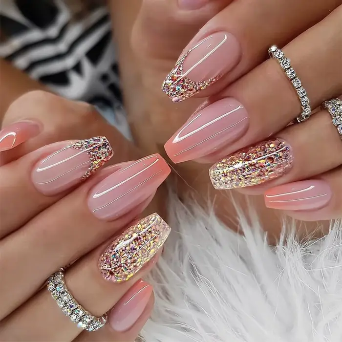 Faux ongles français à pression rose
