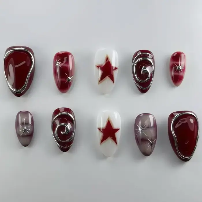 24 pièces dégradé rose amande faux ongles conseils portable oeil de chat tache conception