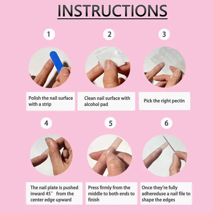 24 faux ongles à motifs imprimés style français