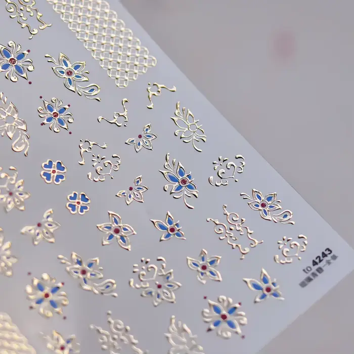 Autocollant de manucure 5D à motif bohème coloré, amour, cœur, lune, perle, cristal, strass, Nail Ar