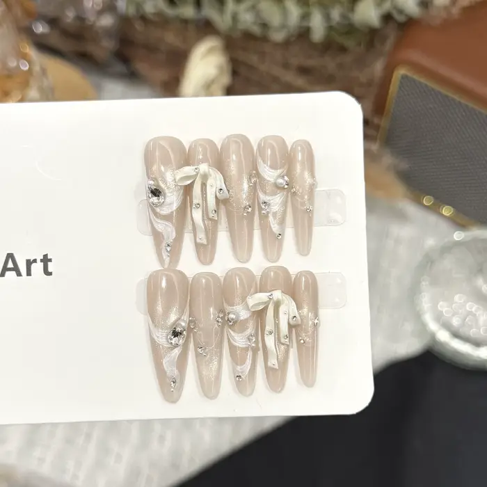 Faux ongles français imprimé léopard