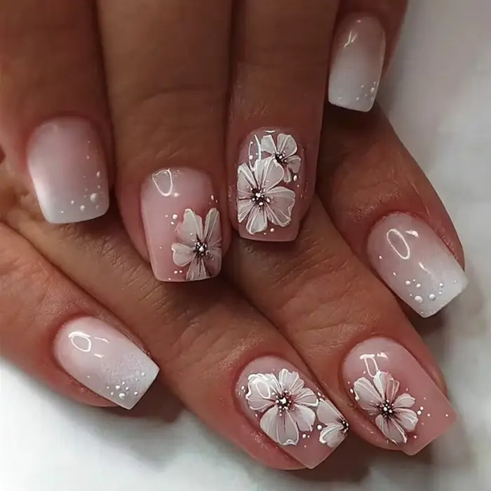 Marguerite fleurs jaune français Nail Art été mode court portable faux ongles détachable fini