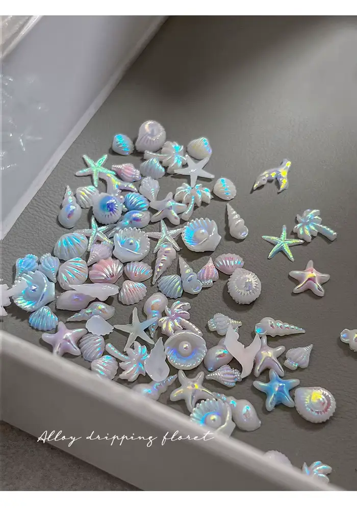 Accessoires d'art ongulaire Onde Océanique Scintillante d'Été