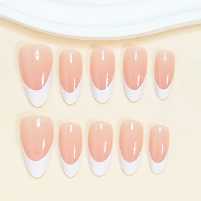 30 pièces blanc/noir/rouge français faux ongles femmes charme quotidien manucure couleur nue amande presse