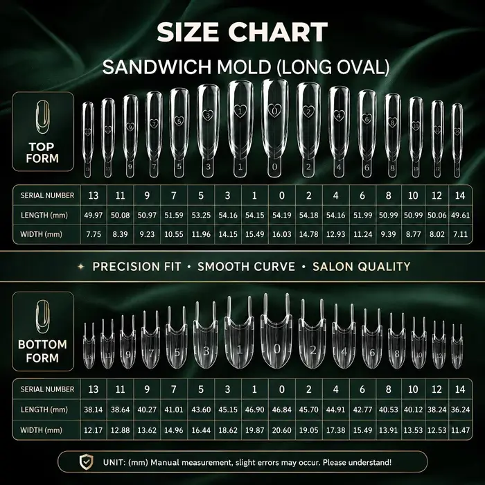 Nailpop 120 pièces Dual Forms Sandwich 15 formes Ovale Long