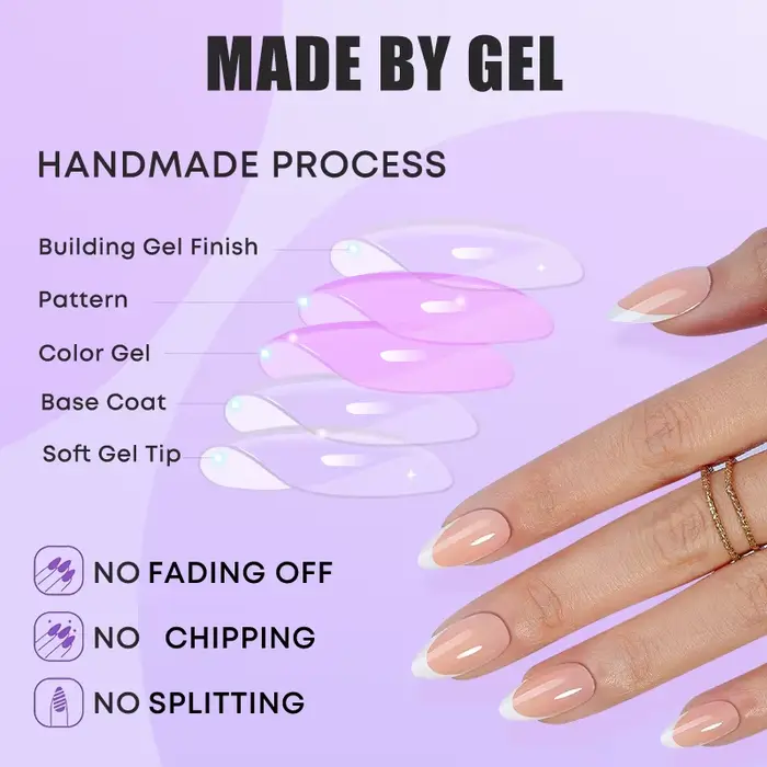 32 faux ongles courts en forme d'amande