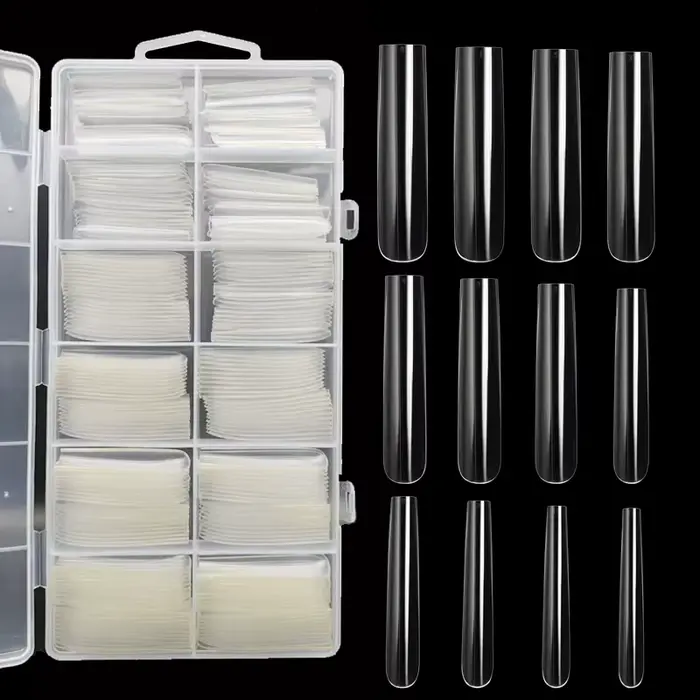Extra Long carré couverture complète ongles conseils 240 pièces clair couverture complète faux ongle