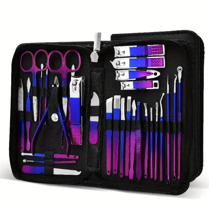 Kit de manucure et pédicure disponible en violet-bleu dégradé