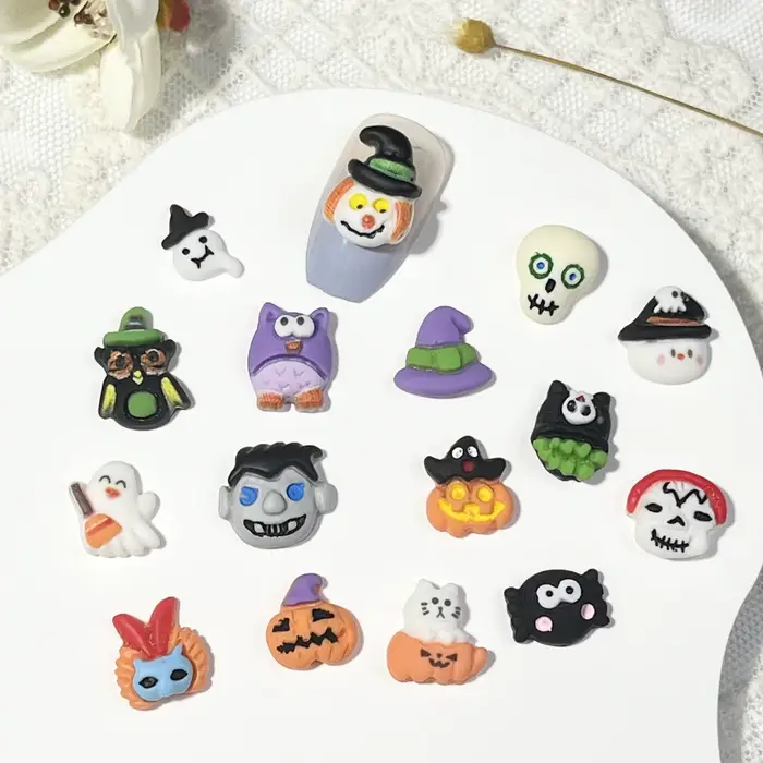 Mélange d'ornements d'ongles pour Halloween, tour farfelu, Kiyomi, Festival d'halloween, crâne, bonb