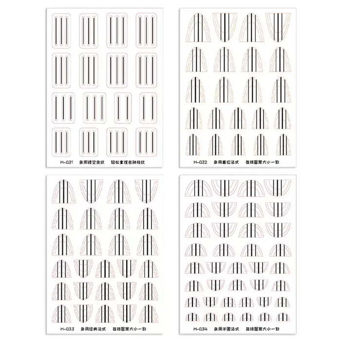 Autocollants de guidage de manucure française transparents, 1 feuille, adhésif fort, décalcomanies pour Nail Art, pochoir de manucure française, outils de coiffure 3D, DIY bricolage