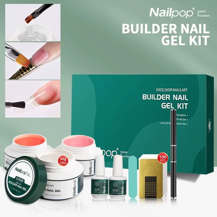 Nailpop Kit de construction de Gel rose nu clair 3 couleurs 1 ensemble professionnel Nail Art bricolage manucure constructeur Gel Kit ongles forts