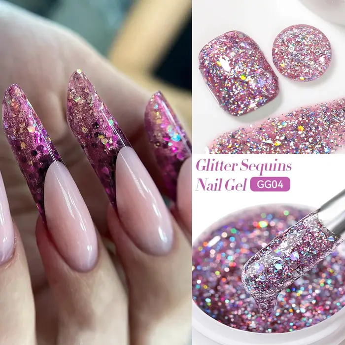 LILYCUTE rose argent paillettes Gel vernis à ongles brillant