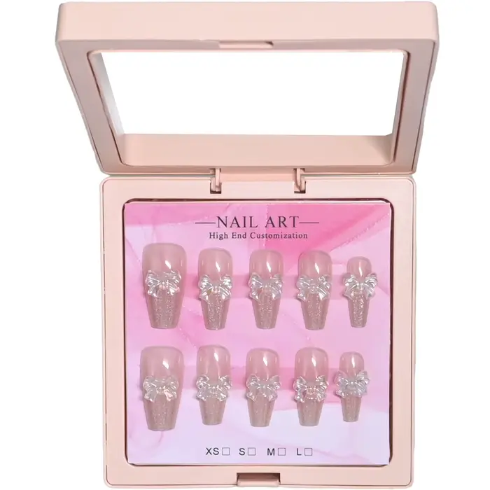 24 faux ongles longs en forme de cercueil