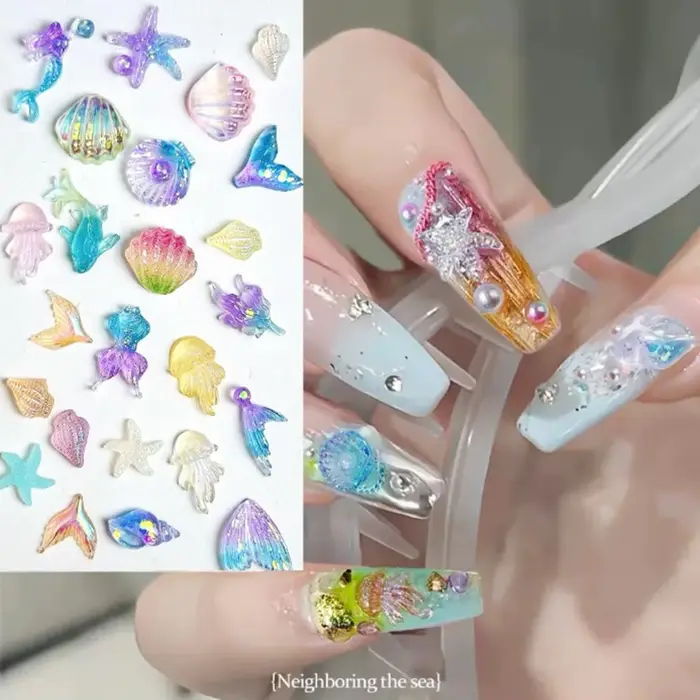 50/100 pièces créer une perle d'ongle de coquille de simulation 3D