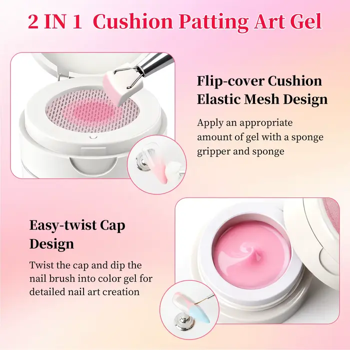 Gel à ongles coussiné, gel UV pour ongles à dégradé blush