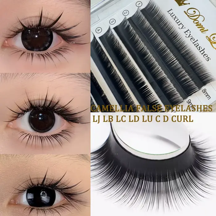 Domi Faux vison Faux Extensions de cils individuels LB LC LD LJ LU Curl Mix haute qualité Faux Camél