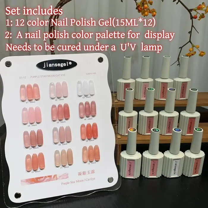Ensemble de vernis à ongles en gel 12 couleurs pour salons de beauté