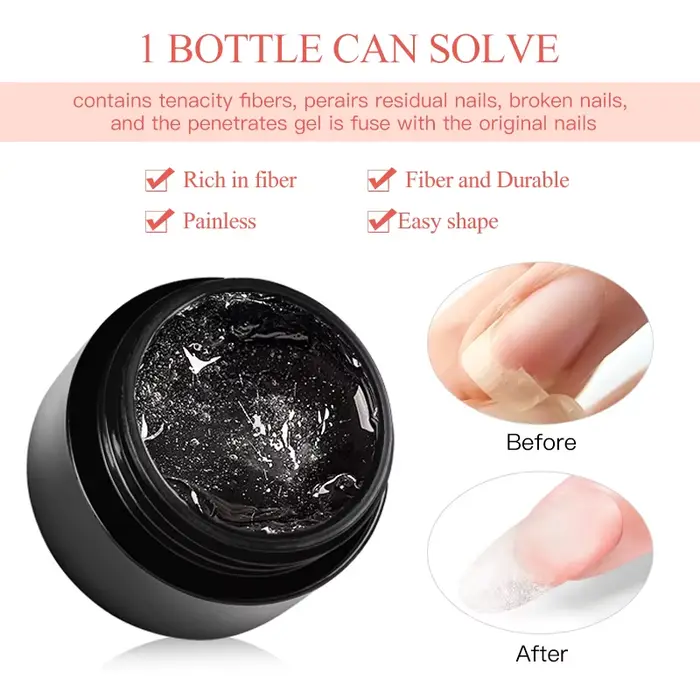 Gel de construction UV rapide en fibre de verre pour ongles