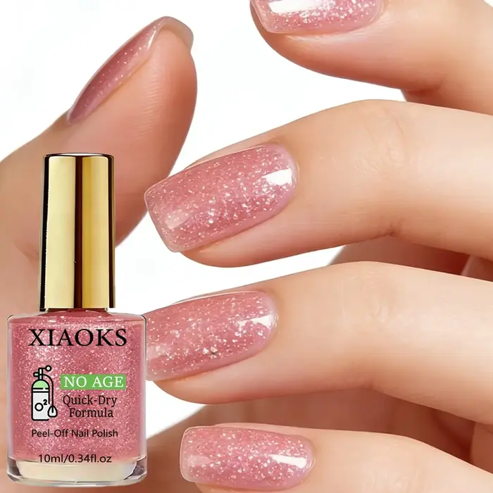 Vernis à ongles rose pailleté - Naturel, séchage rapide, sans cuisson nécessaire, brillance longue durée pour les ongles, protège les ongles fins et mous, renforce les ongles, rehausse la beauté, conv