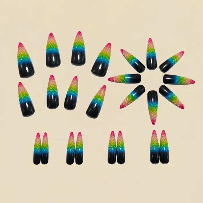 Faux ongles longs en forme de goutte d'eau 3D pour femmes et filles