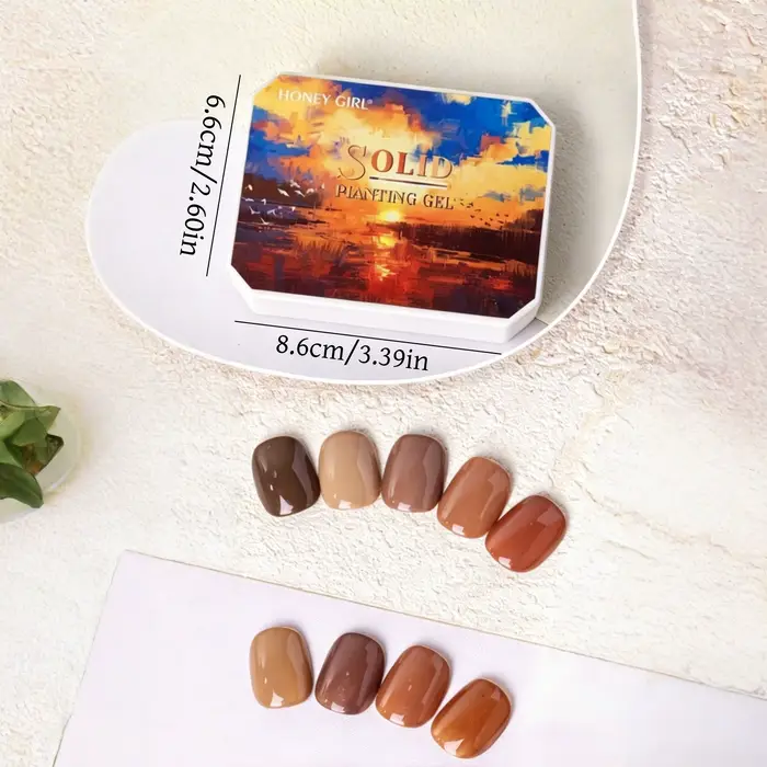 Palette de 9 teintes de gel crème solide rétro marron caramel