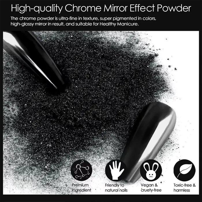 Poudre à ongles noire chromée