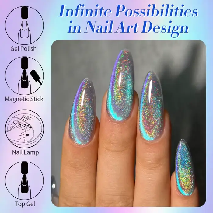 BORN PRETTY 10/15ml 9D bleu holographique arc-en-ciel chat Gel magnétique vernis à ongles tremper UV