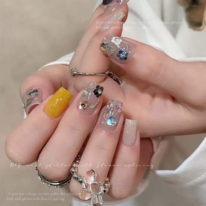 12 Grilles de Mini Paillettes Rondes pour Nail Art