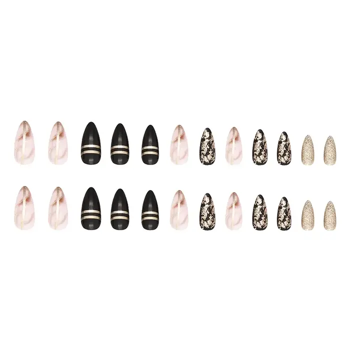 24 pièces de nouveaux ongles à pression de style français (autocollants pour faux