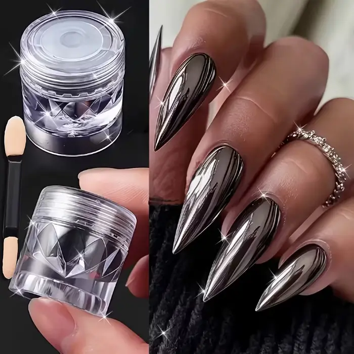 1 Boîte de Poudre à Ongles Super Magic Mirror Noire