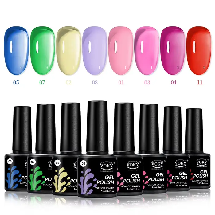 VOKY 8PCS/SET ensemble de gel amovible - durcissement par lampe LED
