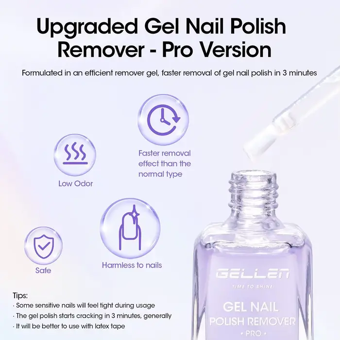 GELLEN Dissolvant de vernis à ongles en gel 18ml 2 pièces
