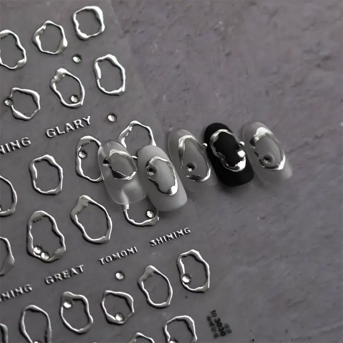 1 pièces 5D strass or argent motif irrégulier autocollant pour ongles conception Simple adhésif curs