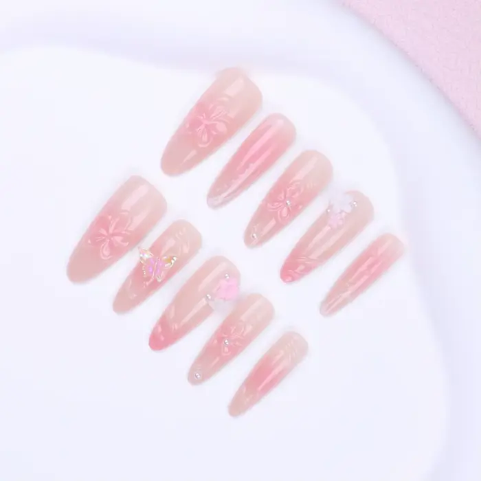 10 pièces presse moyenne sur les ongles amande faux