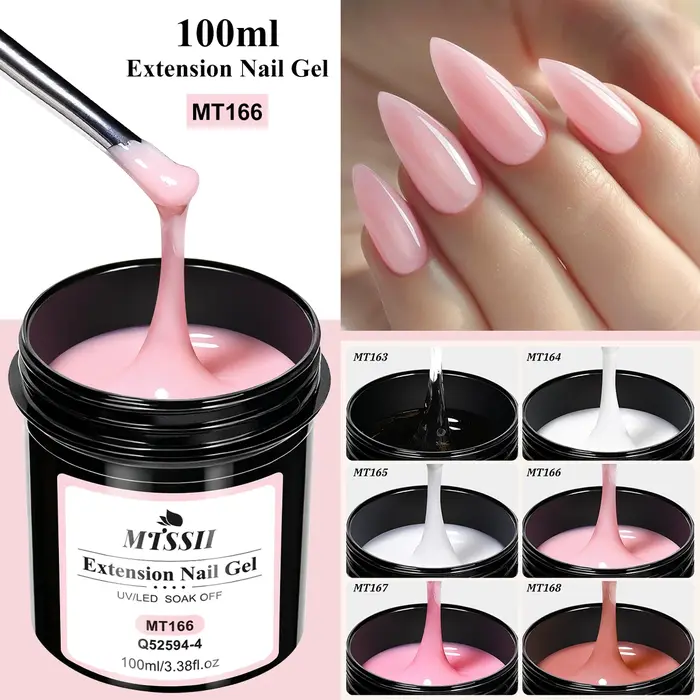 Gel UV de construction pour extension d'ongles 100ml, Gel dur Milky White, Clair, Rose Nude, Acrylique Cristal, Gel d'extension à retirer par trempage