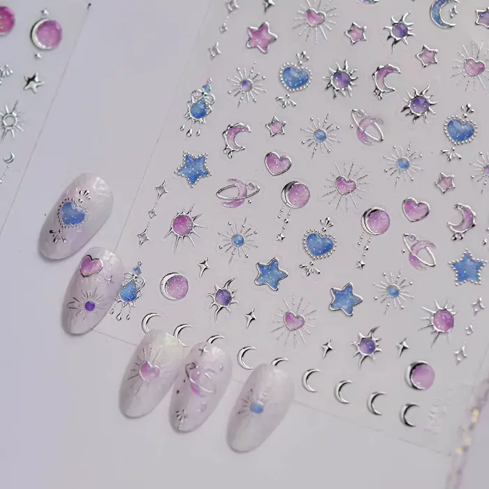 Autocollants pour ongles en forme d'étoile à cinq branches colorés
