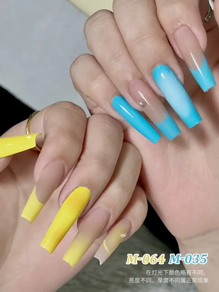 2 couleurs 15ML jaune et bleu ensemble de Gel pour ongles Semi Permanent Nail Art trempage UV LED Salon de manucure