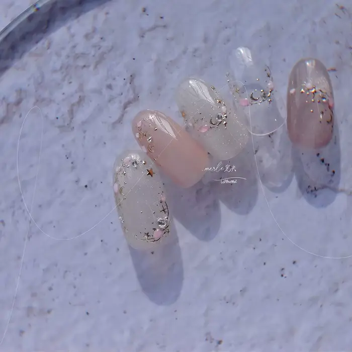 1 pièces 5D étoile lune ongles autocollants Kawaii rose rétro bronzant Nail Art autocollant décorati