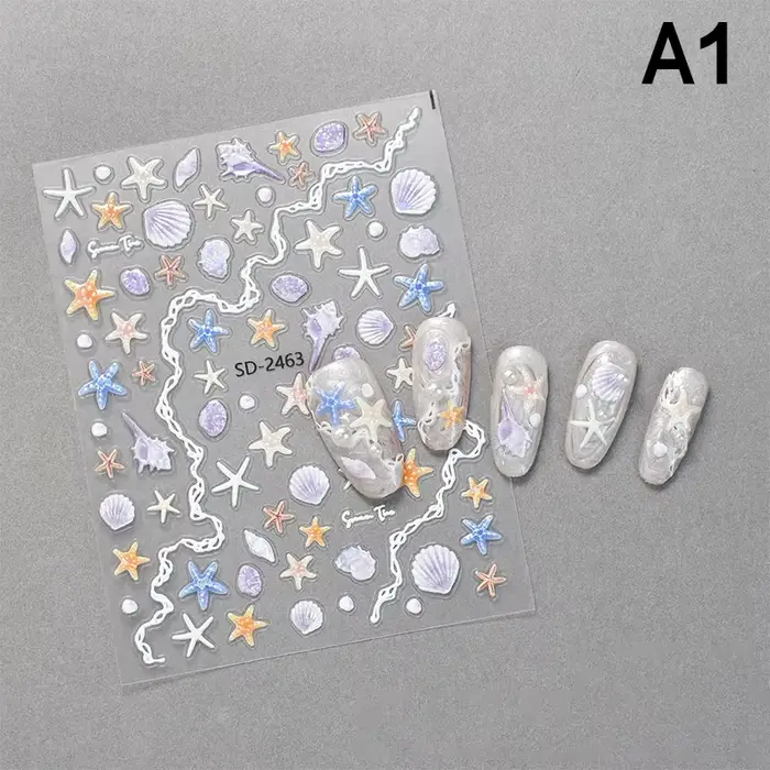 Autocollants pour ongles en coquillage d'étoile de mer, autocollants décoratifs mignons pour ongles,