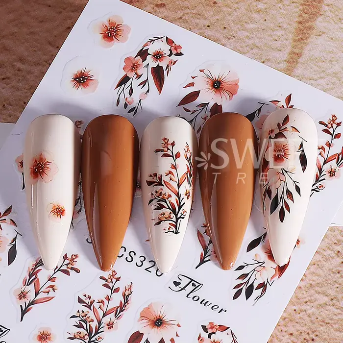 Autocollants pour ongles en feuille d'érable d'automne