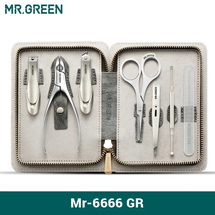 MR.GREEN – ensemble de manucure avec étui en cuir 7 en 1