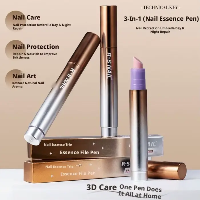 Stylo à huile pour cuticules 3-en-1 avec repousse-cuticules en céramique pour ongles abîmés et secs