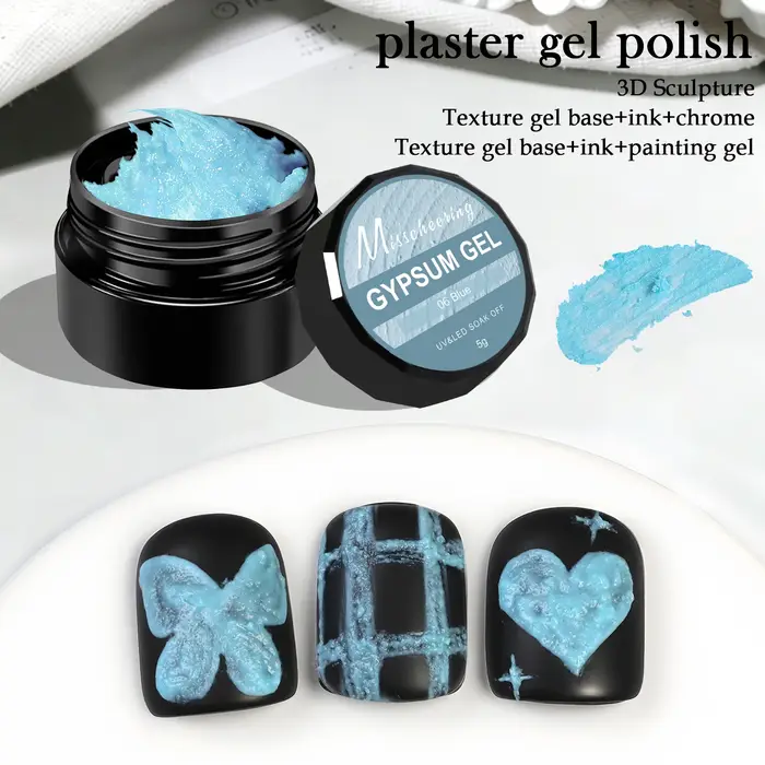Vernis à ongles en plastique, peinture gypse solide, pour sculpture 3D, Texture de sable créative, motifs floraux, UV LED, décor artistique, 5g