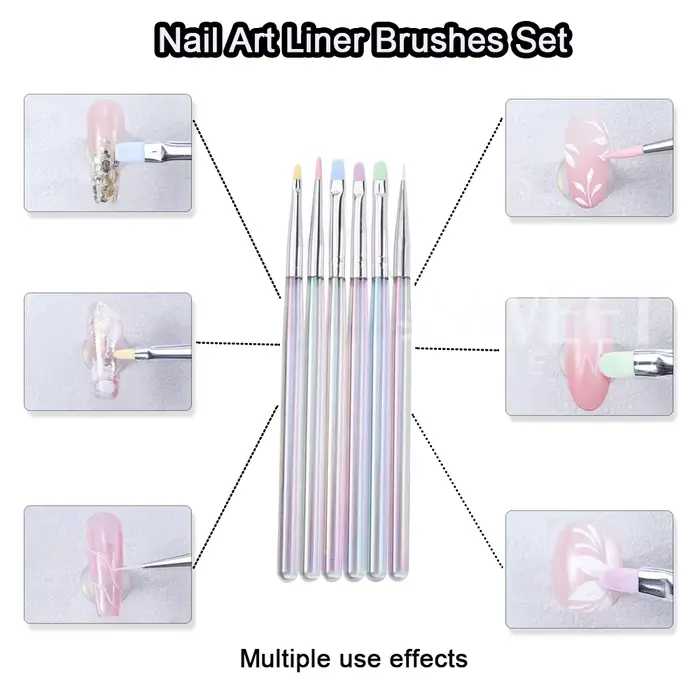 SWEET TREND - Lot de 6 pinceaux pour nail art