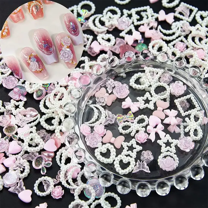 20 pièces 3D Kawaii résine mixte poisson Nail Art décorations dessin animé glace Transparent strass
