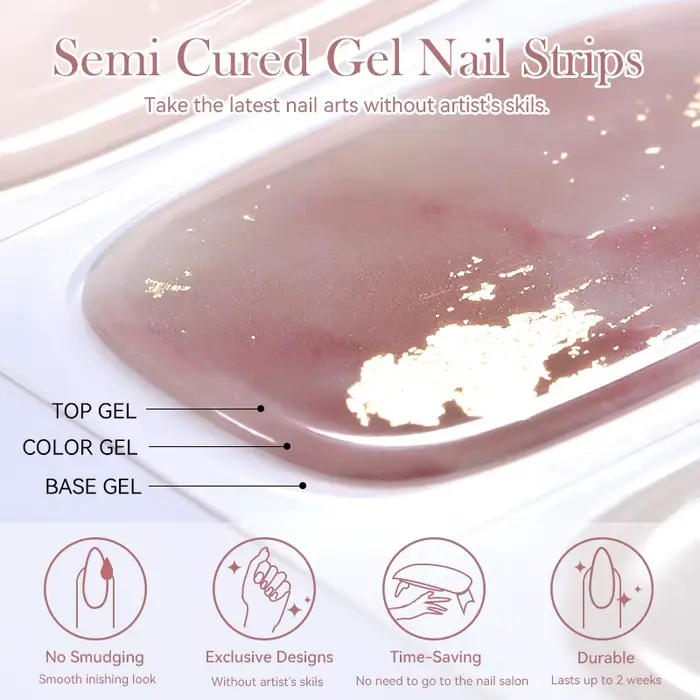 Harunouta dégradé Semi-durci Gel autocollant pour ongles longue durée UV autocollant pour ongles UV/