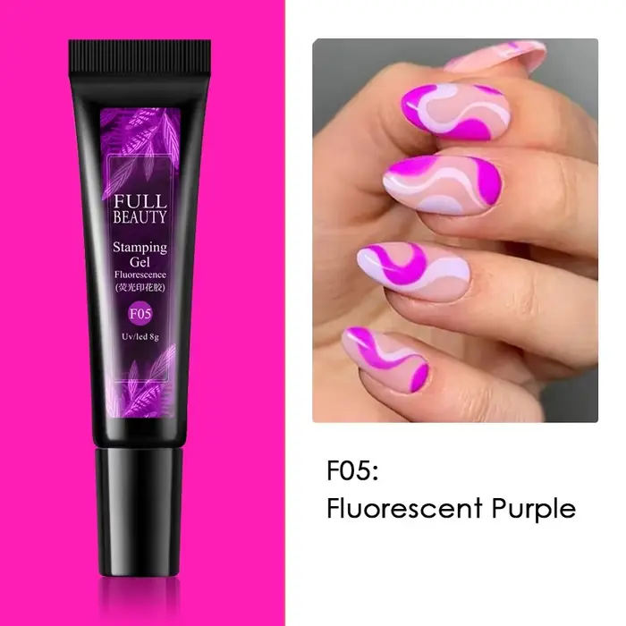 Plaques d'estampage fluorescentes, ensemble de manucure pour vernis à ongles en Gel, laque hybride p
