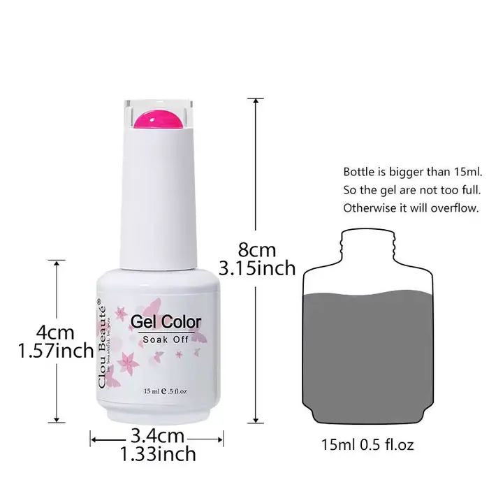 Clou Beaute 15ml rouge noir blanc vert néon Gel vernis à ongles couche de finition velours haut 400 